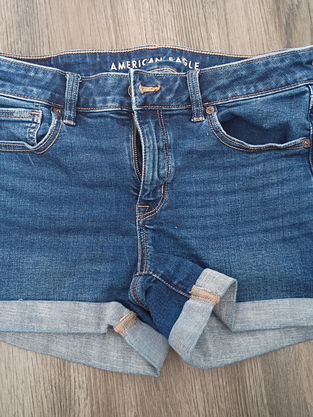 American Eagle Outfitters Women's Blue Rolled-Hem Denim Shorts